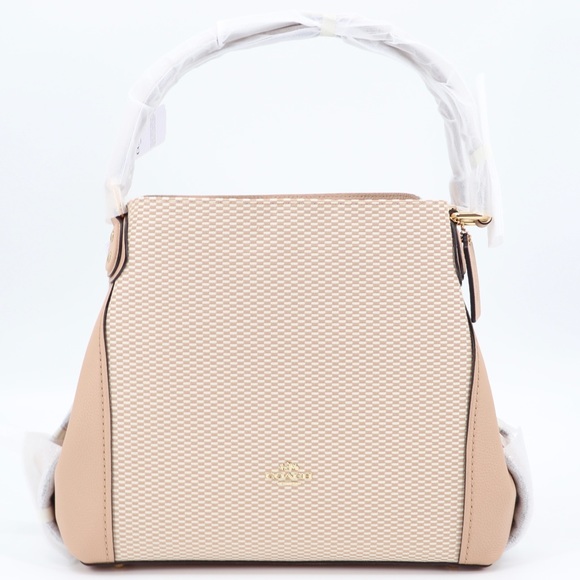 New Coach Edie 31 Jacquard and Leather Shoulder Bag Beechwood - Picture 2 of 13